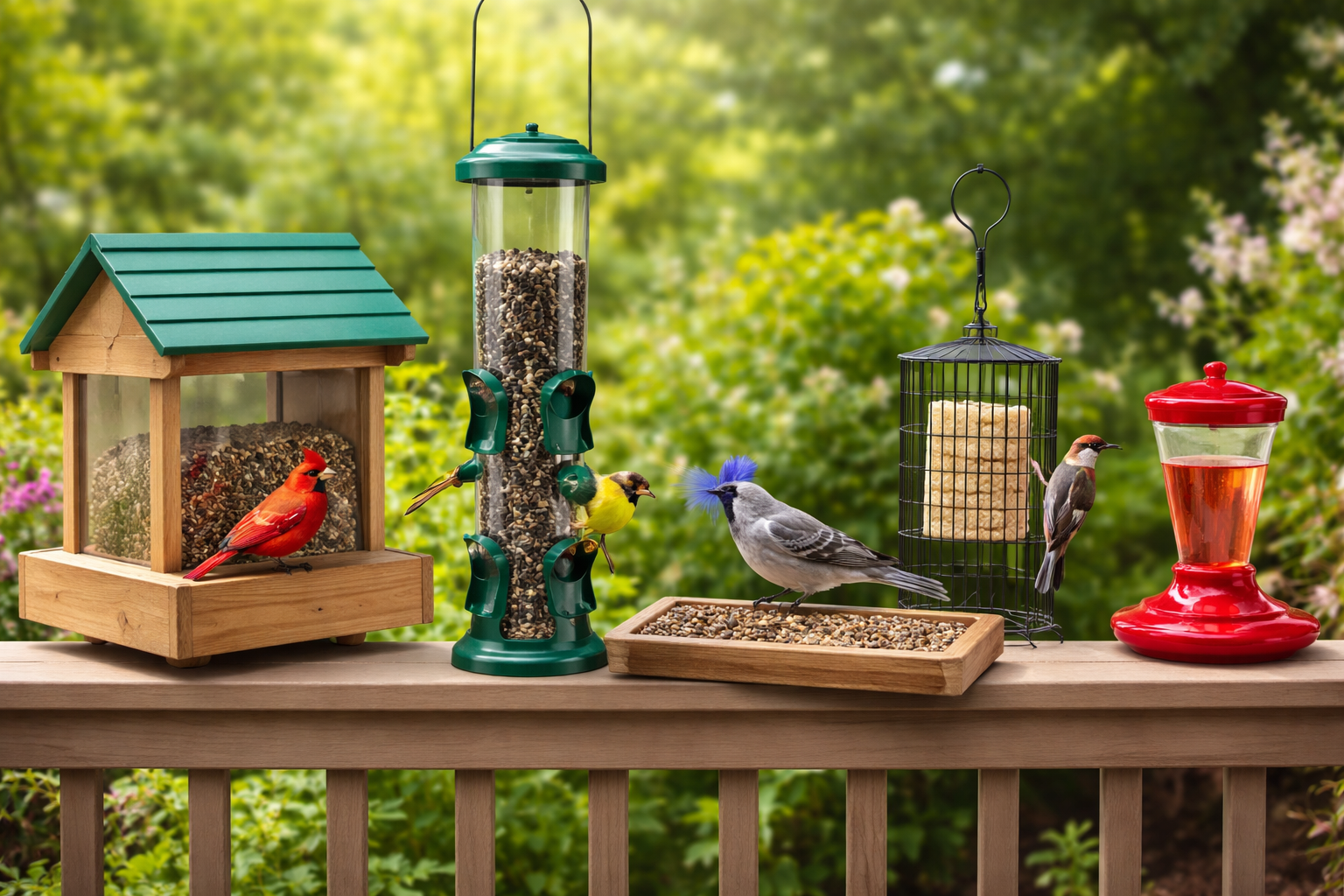 Bird Feeder Types Showing Hopper Tube Platform Suet Nectar